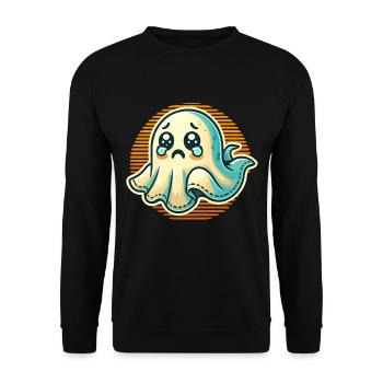 Sad Ghost Funny Ghost Design - Unisex Sweatshirt - black - Front - Alina (178cm) & Michal (187cm)