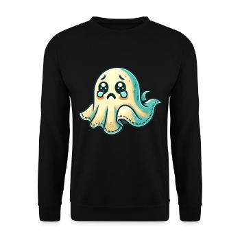 Sad Ghost Funny Ghost Design - Unisex Sweatshirt - black - Front - Alina (178cm) & Michal (187cm)