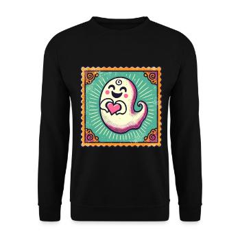 My Halloween Boo Niedlicher Liebe Geist - Unisex Pullover - Schwarz - Vorne - Alina (178cm) & Michal (187cm)