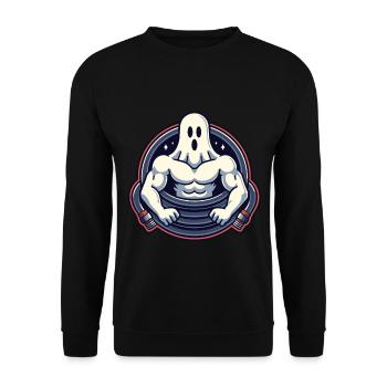 Bodybuilding Gespenst Lustiger Fitnessstudio Geist - Unisex Pullover - Schwarz - Vorne - Alina (178cm) & Michal (187cm)