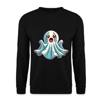 Sad Ghost Cute Weeping Ghosts - Unisex Sweatshirt - black - Front - Alina (178cm) & Michal (187cm)