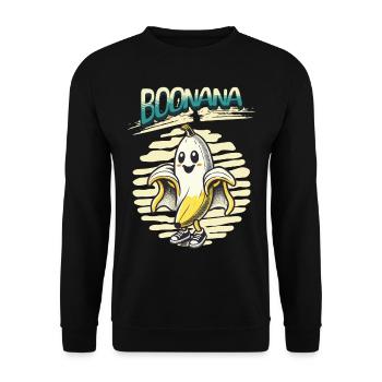 Funny Banana Ghost Ghosts Boonana - Unisex Sweatshirt - black - Front - Alina (178cm) & Michal (187cm)