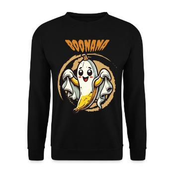 Funny Banana Ghost Ghost Boonana Costume - Unisex Sweatshirt - black - Front - Alina (178cm) & Michal (187cm)