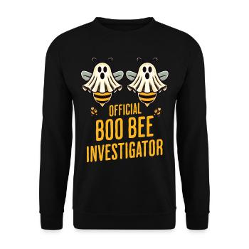 Offizieller Boo Bienen Untersucher Lustiges Spruch - Unisex Pullover - Schwarz - Vorne - Alina (178cm) & Michal (187cm)