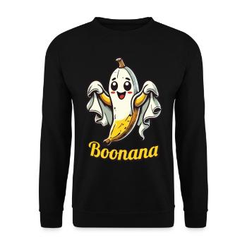 gruseliLustiges Bananen Gespenst Geister Boonana - Unisex Pullover - Schwarz - Vorne - Alina (178cm) & Michal (187cm)