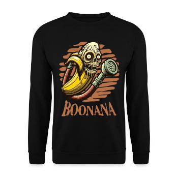 Funny Banana Zombie Banana Boonana Halloween - Unisex Sweatshirt - black - Front - Alina (178cm) & Michal (187cm)