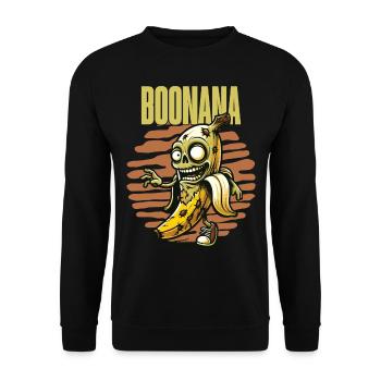 Funny Banana Zombie Boonana Halloween Decoration - Unisex Sweatshirt - black - Front - Alina (178cm) & Michal (187cm)