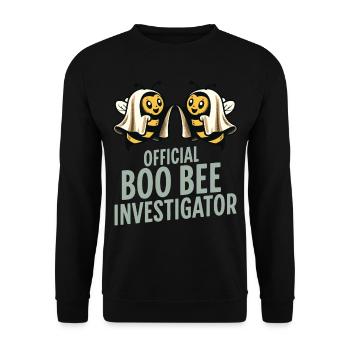 Offizieller Bienen Untersucher Lustiger Spruch - Unisex Pullover - Schwarz - Vorne - Alina (178cm) & Michal (187cm)
