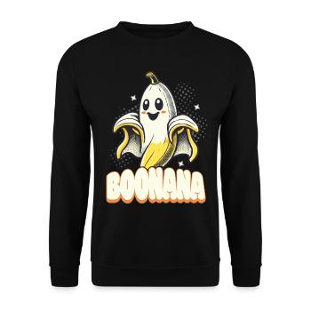 Lustiges Bananen Gespenst Geister Boonana - Unisex Pullover - Schwarz - Vorne - Alina (178cm) & Michal (187cm)