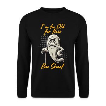 Vieux Boo Feuille Drôle Fantôme Dire Design - Sweat-shirt Unisexe - noir - Devant - Alina (178cm) & Michal (187cm)