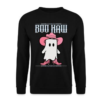 Cute Cowboy Ghost Says Boo Haw - Unisex Sweatshirt - black - Front - Alina (178cm) & Michal (187cm)