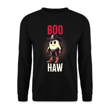 Cool Cowboy Ghost Says Boo Haw - Unisex Sweatshirt - black - Front - Alina (178cm) & Michal (187cm)