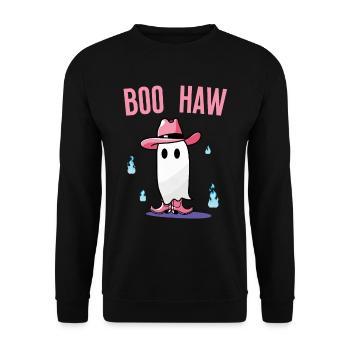 Cute Cowboy Ghost Says Boo Haw - Unisex Sweatshirt - black - Front - Alina (178cm) & Michal (187cm)