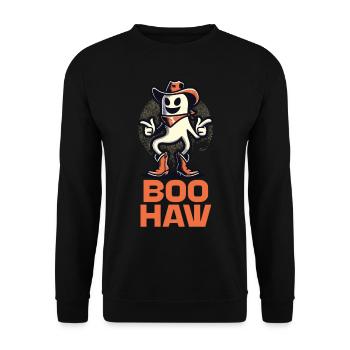 Funny Cowboy Ghost Says Boo Haw Costume Idea - Unisex Sweatshirt - black - Front - Alina (178cm) & Michal (187cm)