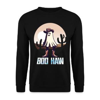 Funny Cowboy Ghost Says Boo Haw - Unisex Sweatshirt - black - Front - Alina (178cm) & Michal (187cm)