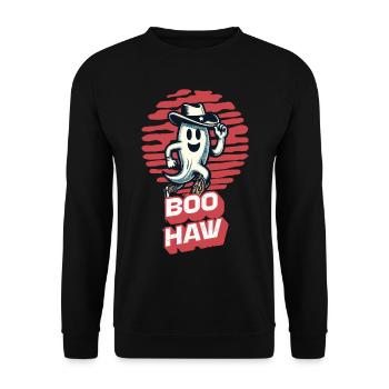 Funny Cowboy Ghost Says Boo Haw Costume Idea - Unisex Sweatshirt - black - Front - Alina (178cm) & Michal (187cm)