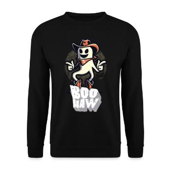 Cool Cowboy Ghost Says Boo Haw - Unisex Sweatshirt - black - Front - Alina (178cm) & Michal (187cm)
