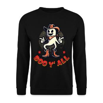 Boo Y'all Cowboy Gespenster Gute Laune Gespenster - Unisex Pullover - Schwarz - Vorne - Alina (178cm) & Michal (187cm)