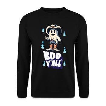 Cowboy Ghosts Boo Y'all Funny Saying Design - Unisex Sweatshirt - black - Front - Alina (178cm) & Michal (187cm)