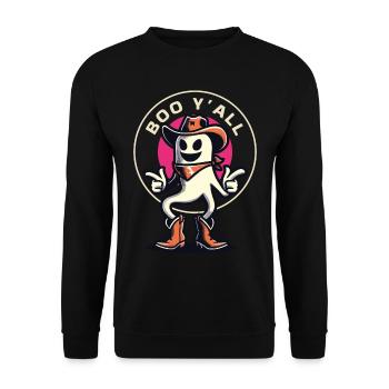 Boo Y’all Cowboy Fantômes Bonne Humeur Fantômes - Sweat-shirt Unisexe - noir - Devant - Alina (178cm) & Michal (187cm)