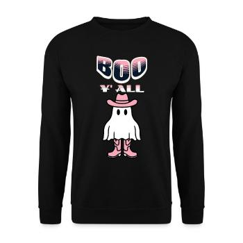 Boo y’all Cowboy Fille Fantômes Bonne humeur Rétro - Sweat-shirt Unisexe - noir - Devant - Alina (178cm) & Michal (187cm)