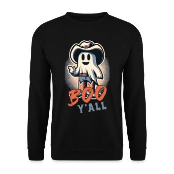 Boo Y’all Cowboy Fantômes Bonne Humeur Fantômes - Sweat-shirt Unisexe - noir - Devant - Alina (178cm) & Michal (187cm)