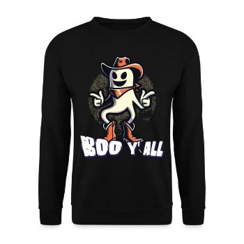 Boo Y'all Cowboy Gespenster Gute Laune Gespenster - Unisex Pullover - Schwarz - Vorne - Alina (178cm) & Michal (187cm)