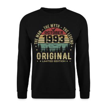 Homme Cadeau D'anniversaire 1993 Octobre 1993 - Sweat-shirt Unisexe - noir - Devant - Alina (178cm) & Michal (187cm)