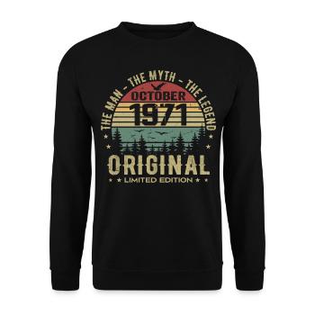 Man Birthday Gift 1971 October 1971 - Unisex Sweatshirt - black - Front - Alina (178cm) & Michal (187cm)