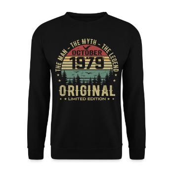 Man Birthday Gift 1979 October 1979 - Unisex Sweatshirt - black - Front - Alina (178cm) & Michal (187cm)