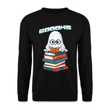 Cute Book Lover Ghost Funny Saying - Unisex Sweatshirt - black - Front - Alina (178cm) & Michal (187cm)
