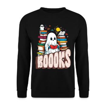 gruNiedliches Buchliebhaber Gespenst Lustiger Spru - Unisex Pullover - Schwarz - Vorne - Alina (178cm) & Michal (187cm)