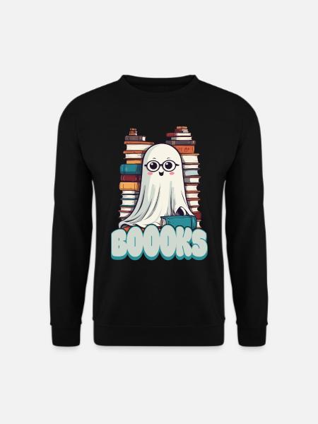 Cute Book Lover Ghost - Unisex Sweatshirt - black