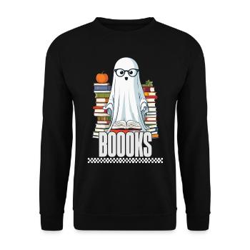 Cute Book Lover Ghost - Unisex Sweatshirt - black - Front - Alina (178cm) & Michal (187cm)