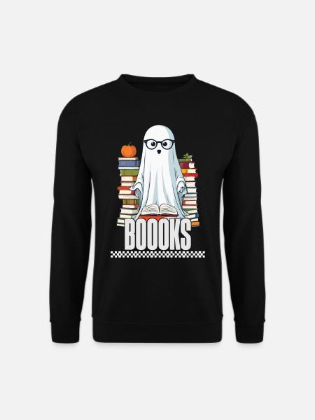 Cute Book Lover Ghost - Unisex Sweatshirt - black