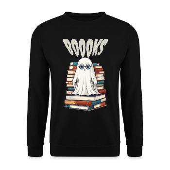 Cute Book Lover Ghost - Unisex Sweatshirt - black - Front - Alina (178cm) & Michal (187cm)