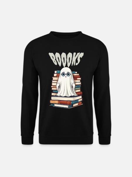 Cute Book Lover Ghost - Unisex Sweatshirt - black