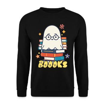 Cute Book Lover Ghost - Unisex Sweatshirt - black - Front - Alina (178cm) & Michal (187cm)