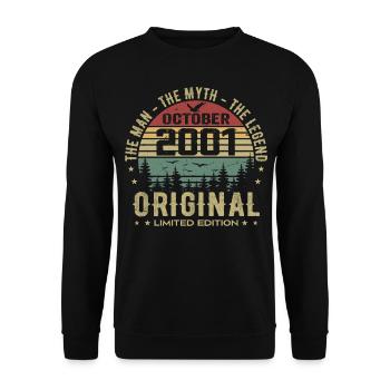 Man Birthday Gift 2001 October 2001 - Unisex Sweatshirt - black - Front - Alina (178cm) & Michal (187cm)