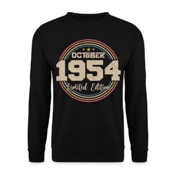 Geboren im Oktober 1954 Retro Jubiläum Oktober 1954 - Unisex Pullover - Schwarz - Vorne - Alina (178cm) & Michal (187cm)