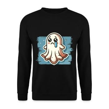 Sad Ghost Cute Weeping Ghosts - Unisex Sweatshirt - black - Front - Alina (178cm) & Michal (187cm)