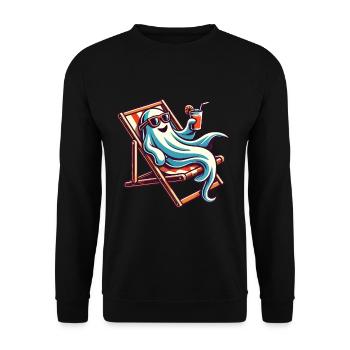 Summer Halloween Spooky Lifestyle Ghost - Unisex Sweatshirt - black - Front - Alina (178cm) & Michal (187cm)