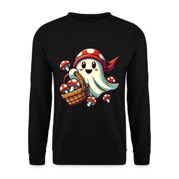 cueilleur de champignons fantôme drôle Halloween design - Sweat-shirt Unisexe - noir - Devant - Alina (178cm) & Michal (187cm)