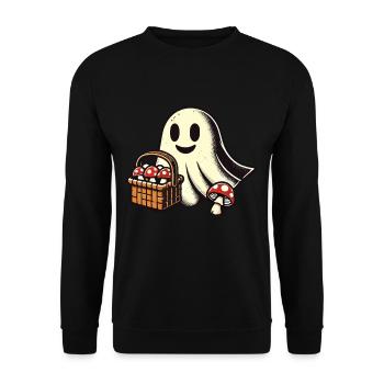 unheMushroom Picker Ghost Ghostly Mushroom Lover - Unisex Sweatshirt - black - Front - Alina (178cm) & Michal (187cm)