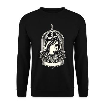 Creepy Gothic Unicorn Aesthetic Goth Design - Unisex Sweatshirt - black - Front - Alina (178cm) & Michal (187cm)