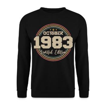 Born in October 1983 Retro Birthday October 1983 - Unisex Sweatshirt - black - Front - Alina (178cm) & Michal (187cm)