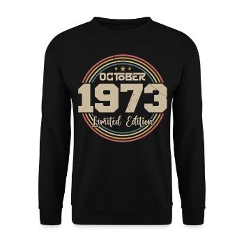 Born in October 1973 Retro Birthday October 1973 - Unisex Sweatshirt - black - Front - Alina (178cm) & Michal (187cm)