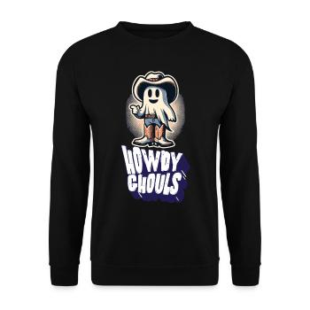 Drôle Cowboy Ghost Salutation Ghosts Girls - Sweat-shirt Unisexe - noir - Devant - Alina (178cm) & Michal (187cm)