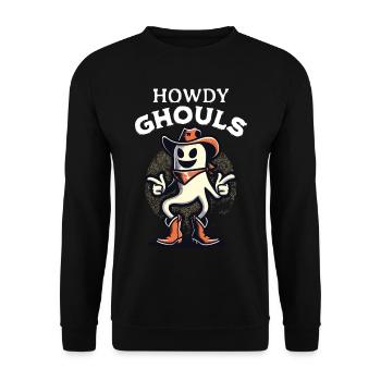Drôle Cowboy Ghost Salutation Ghosts Girls - Sweat-shirt Unisexe - noir - Devant - Alina (178cm) & Michal (187cm)