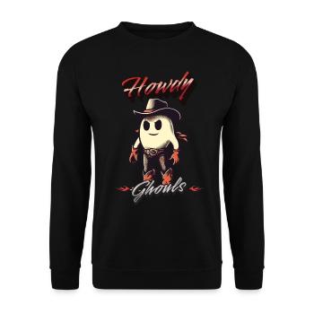 Funny Cowboy Ghost Welcomes Ghosts Men - Unisex Sweatshirt - black - Front - Alina (178cm) & Michal (187cm)